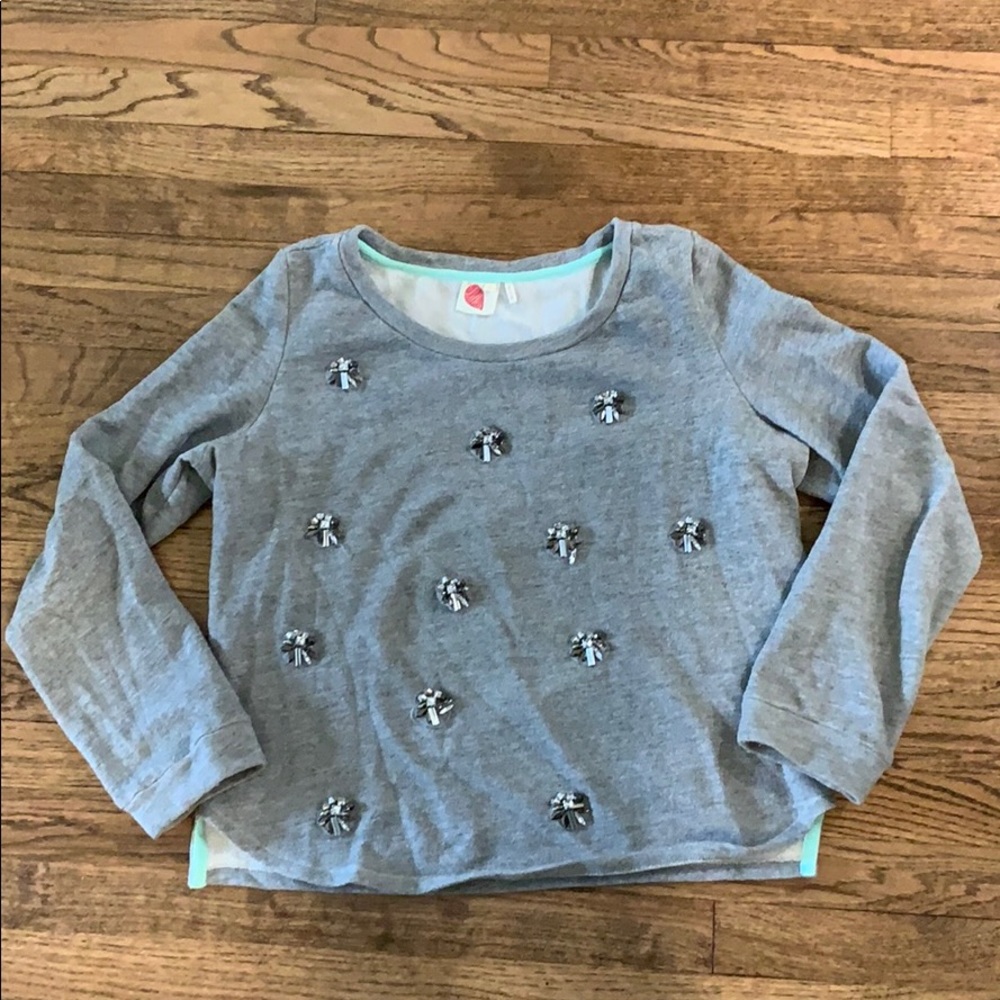 ANTHROPOLOGIE EMBELLISHED JEWELED SWEATSHIRT SZ L